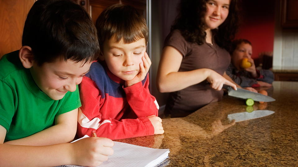 child writing a story