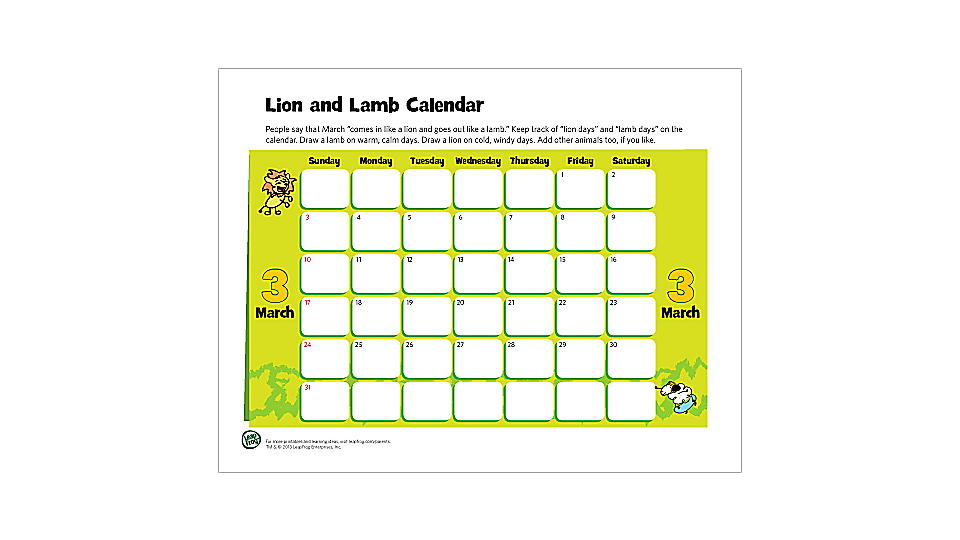 Lion and lamb calendar